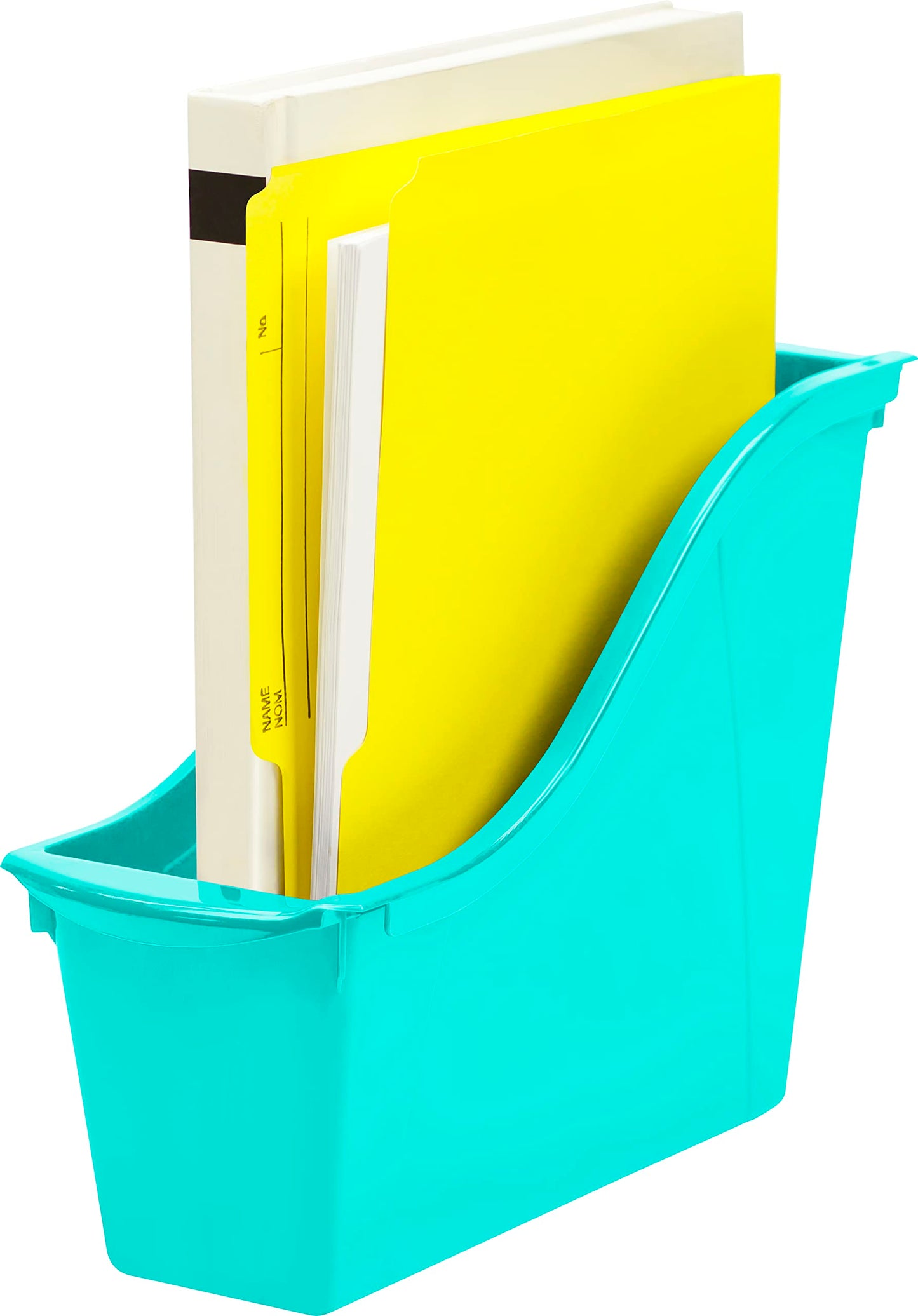 Storex Small Book Bin – Interlocking Plastic Organizer for Home, Office and Classroom, Teal, 6-Pack (71114C06C)