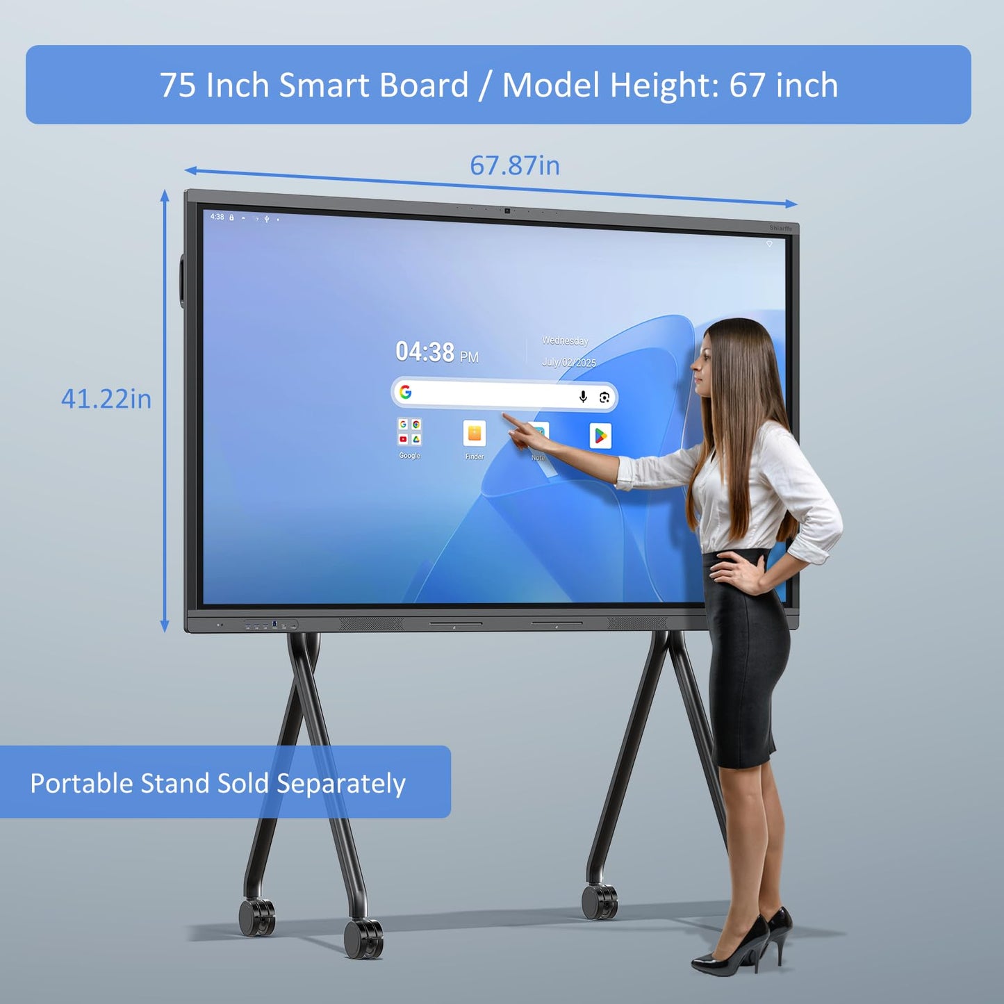 Shiarffe X5 Smart Board 75 Inch 4K Interactive Whiteboard