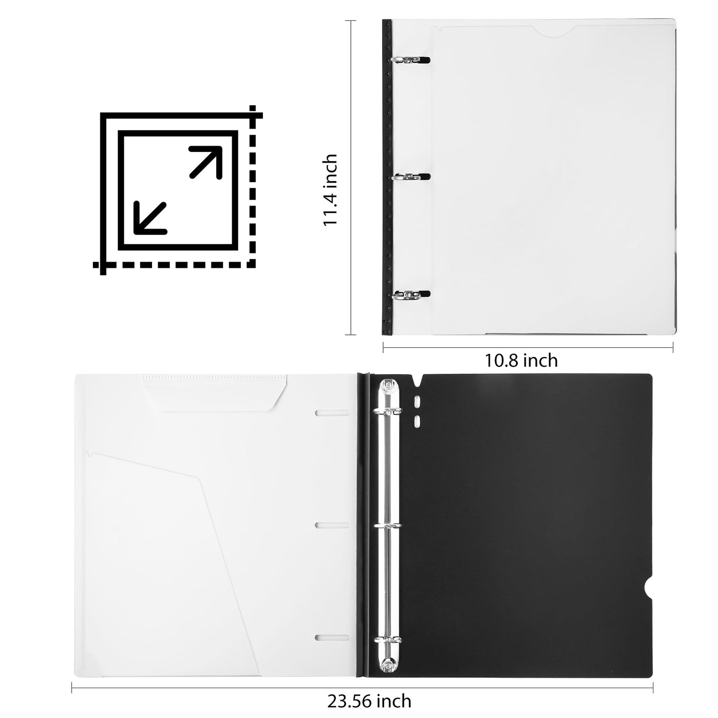 WOT I 4-Pack Telescoping 3 Ring Binder 1 Inch, Expandable Flexible Binder - Patented Design for Easy Portability, Holds 225 Sheets, Perfect for School, Office&Home Organization(Black+Pink+Blue+White)