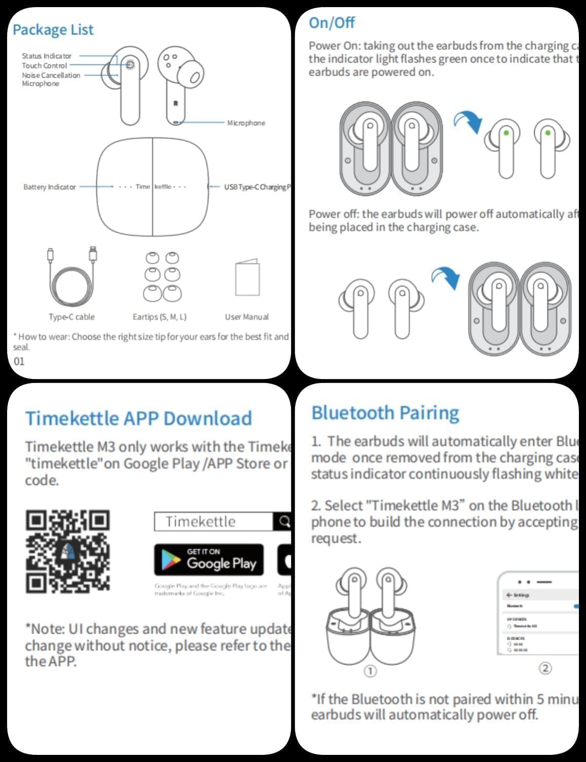 Timekettle M3 3 in 1 Language Translation Earbuds,43 Languages & 96 Accents, Offline Translator, No Subscription,Bluetooth,for Exploring Expat Life Freely, APP Compatible with iOS & Android,White