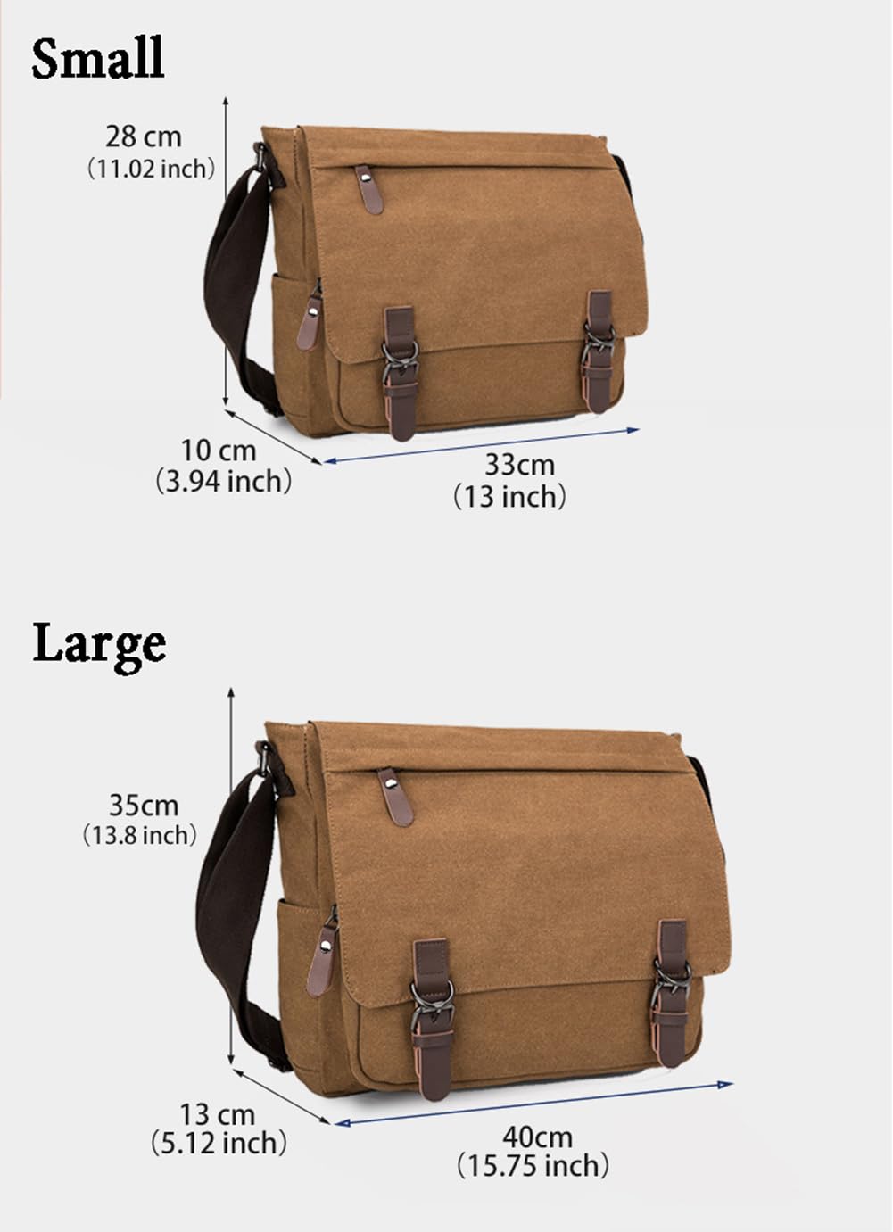 Sechunk Canvas Vintage Messenger Bag Shoulder bag Leather Cross body bag Large Travel Crossbody bags for men women 13inch Laptop