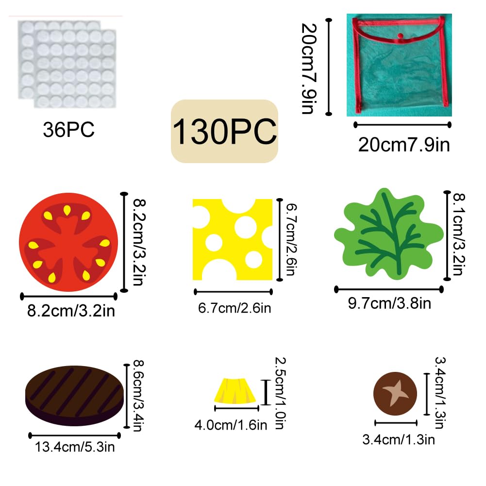 BEUNITONE 130 Pcs Felt Fruits and Vegetables Learning Pieces My Plate Precut Flannel Felt Board Figures Preschool The Very Hungry Precut Pieces for Flannel Board Gifts