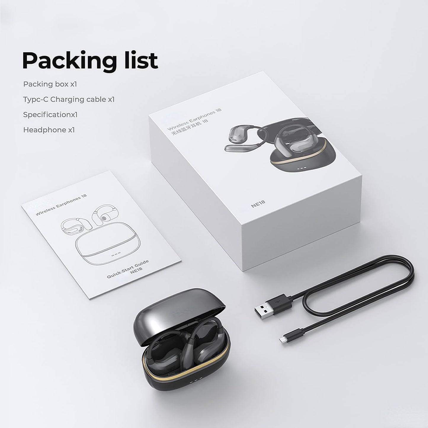 QYGCKJ NE18 AI Translation Earbuds Real Time, 135 Language Translator Earbuds, 3-in-1 Buletooth 6.0 Wireless Translating Device with 4 Mode, Translate Ear Buds for Travel Business Learning (Silver)