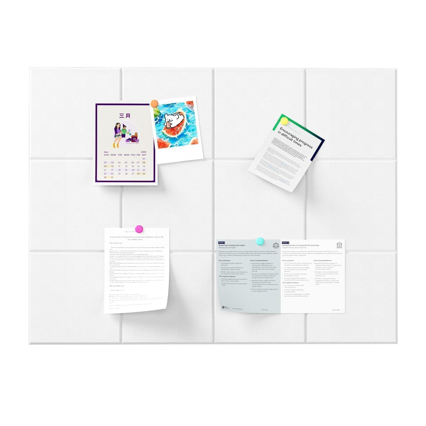 Baysola Felt Bulletin Board Panels 48 x 36 Inch Self Adhesive Wall Tiles Cork Board Alternative for Office Classroom Photos Notes 12 Pack