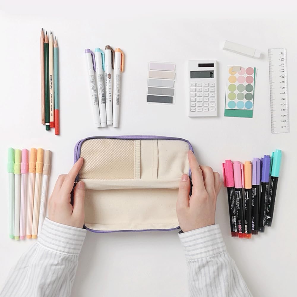 brunch brother Daily Purple Pencil Case, Large Capacity Pencil Pouch with Ample Storage, Simple Design for Students and Professionals