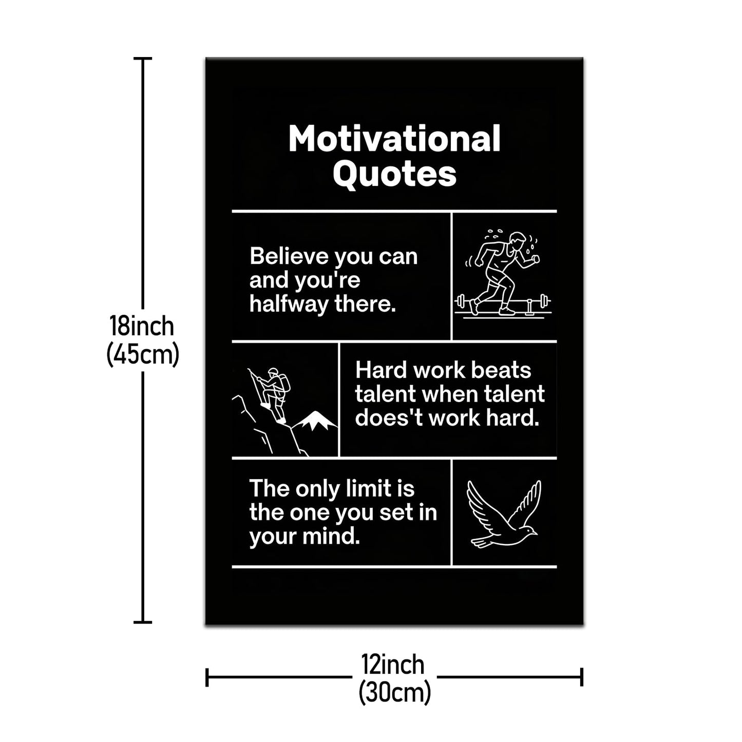 Motivational Wall Art Believe Hard Work Limit Entrepreneur Quotes Framed Canvas Small Inspirational Posters for Office Cubicle Decor Positive Affirmations Picture for Student Dorm 18x12 Inch