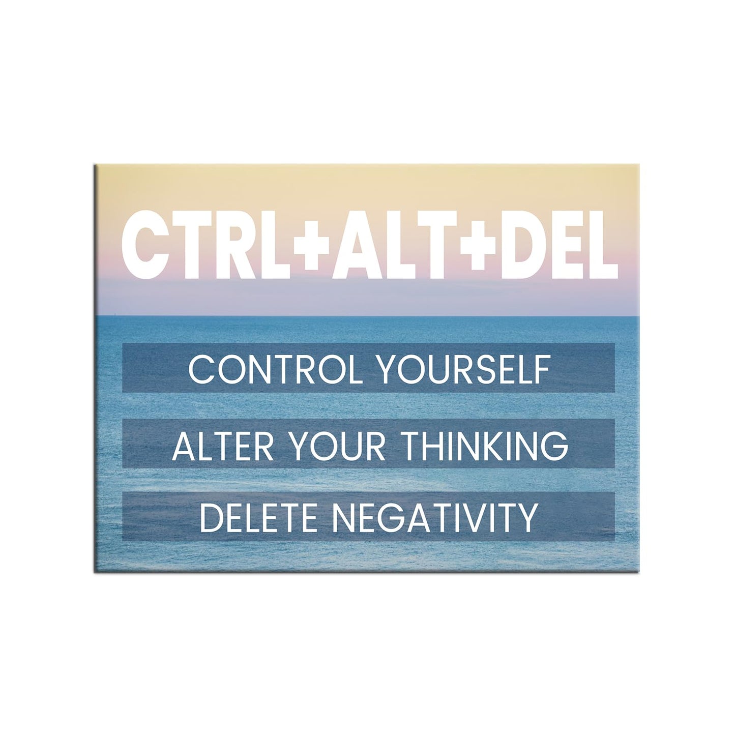 YSPCSUN Inspirational Posters for Office, Ctrl Alt Del Control Yourself Canvas Poster Single Panel Wall Decor for Home Office Dorm Classroom, Framed Canvas Art, 24x18inch