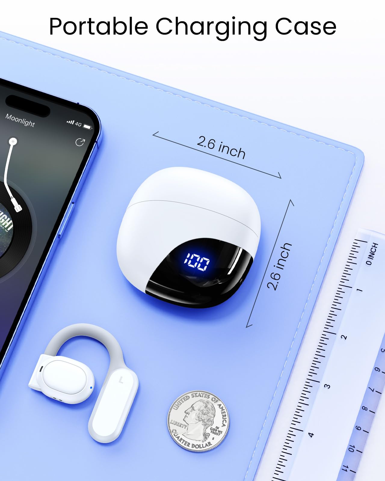 AI Translation Earbuds Real Time 164 Languages 80H Playtime Translator Ear Buds Audifonos Traductores Inglés Español Wireless Earphones Bluetooth AI Headphone for Travel Meeting Learning K08 White