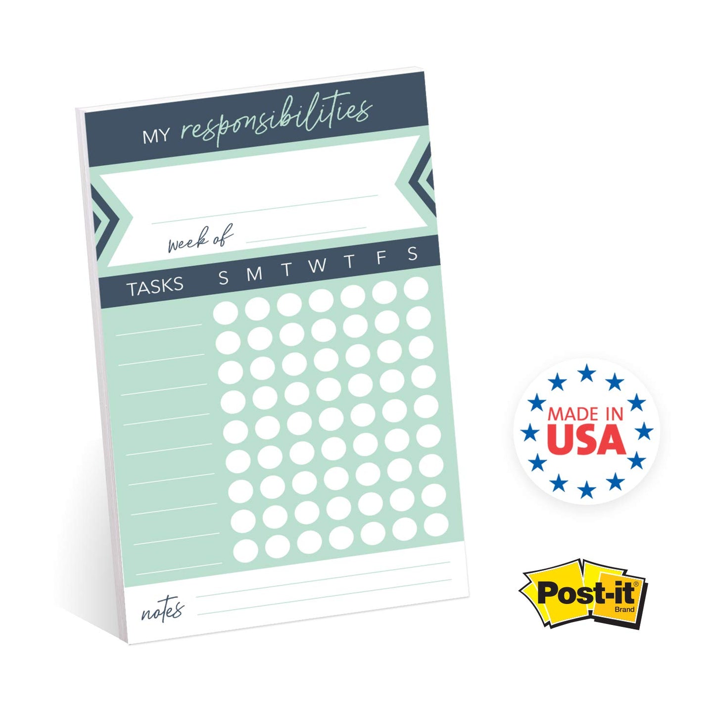 Modern Weekly Chore Chart / 6" x 10" Sticky Note Fill-in Task List/Homeschool Task Assignment List