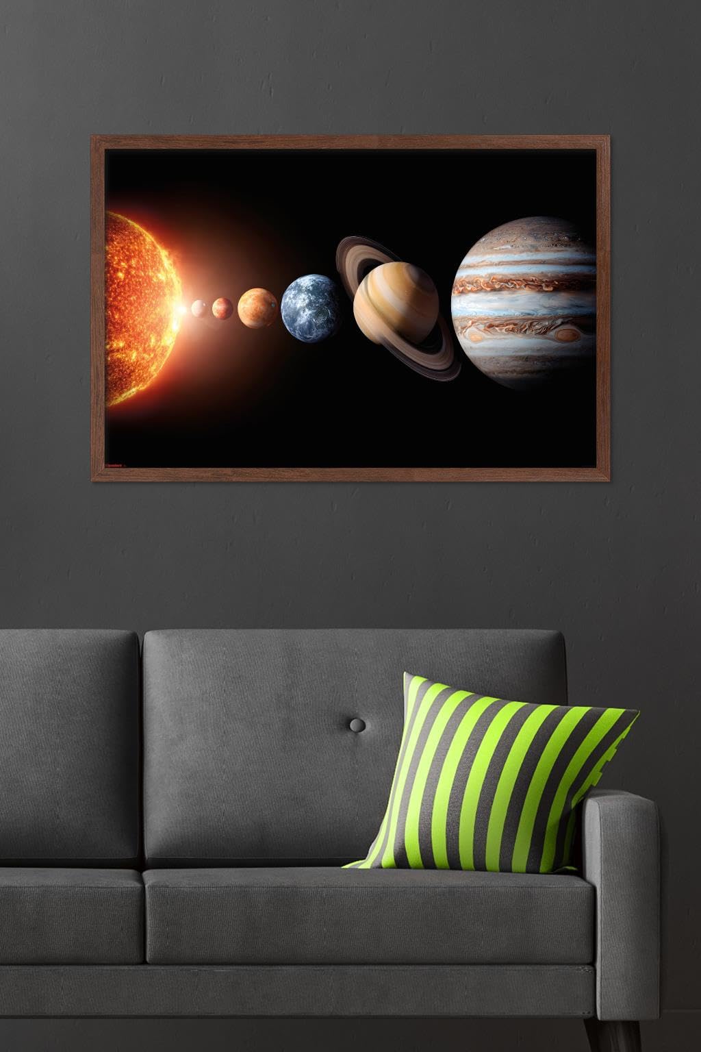 Science - Solar System Planets 26 Wall Poster, 34L" x 22.4W", Mahogany Framed Version