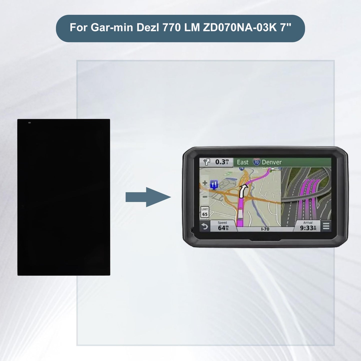 E-yiiviil Replacement LCD Display Touch Screen Digitizer Assembly Compatible with Garmin Dezl 770 LM ZD070NA-03K 7" with Tools