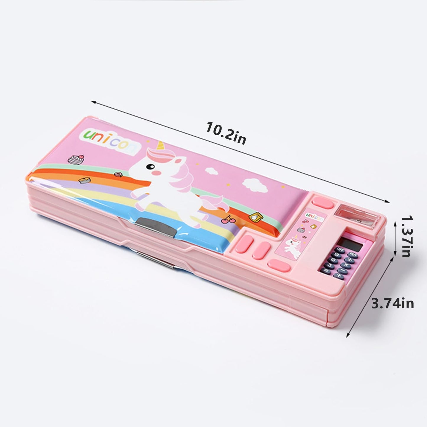 Ristpal Pop Up Multifunction Pencil Case, Cute Cartoon Pen Box Organizer Stationery with Calculators, Sharpener, Schedule, School Supplies, Best Birthday Gifts for Kids Teens (Pink)