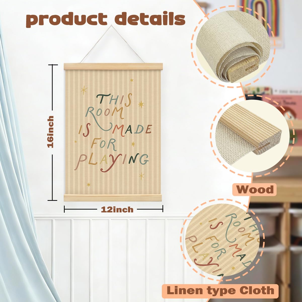 STHTTSW Playroom Poster Decor Wall,This Room Is Made For Playing Poster, Playroom Wall Art & Hanging Sign, Kids Room Nursery Playroom Art Decor, 12x16 Inch