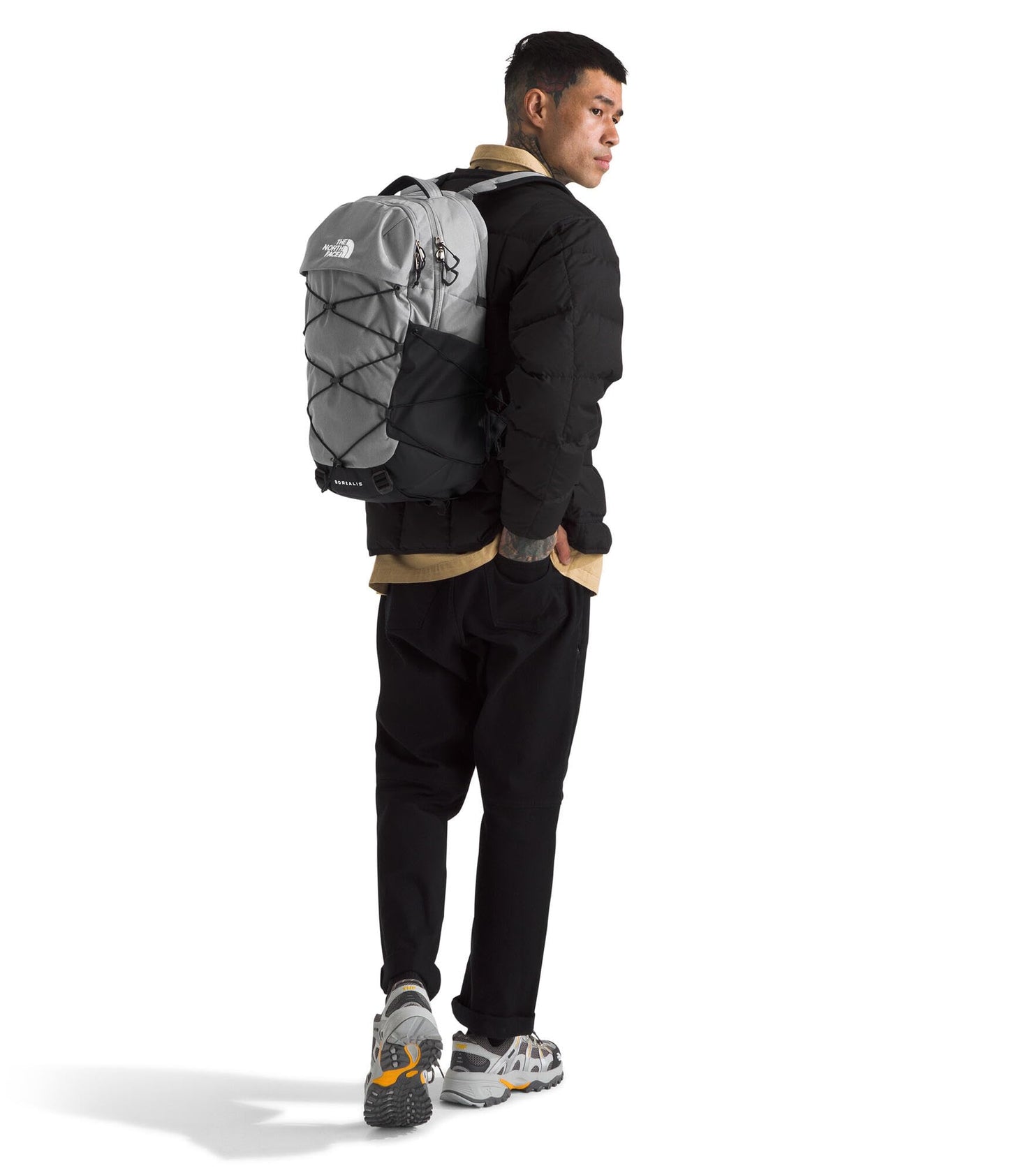 The North Face Borealis Commuter Laptop Backpack - Water Repellent, Laptop Sleeve, Large Main Compartment, Meld Grey Dark Heather/TNF Black-NPF, One Size