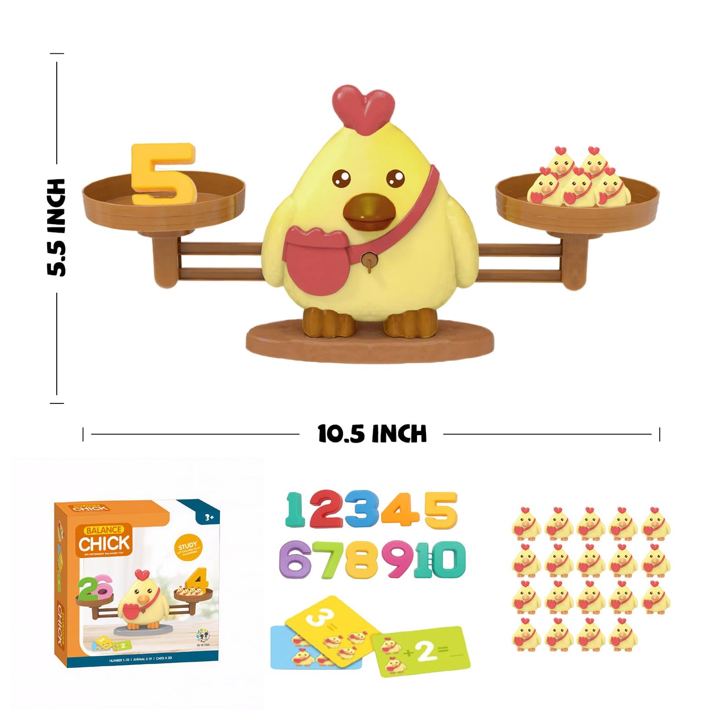 Snugzy Chicken Balance Counting Toys, Number Counting Scale Games for Kids Cool Math Learning Games for Boys and Girls Preschool Kindergarten Learning STEM Montessori Educational Toys for 3+