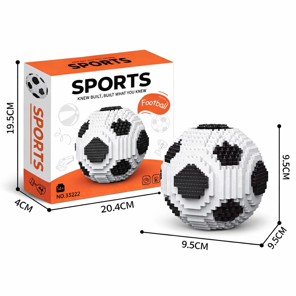 lovlaugh Soccer Building Blocks 850pcs - STEM Educational Toy for Kids Ages 8+, White & Black Football Bricks for Creative Play