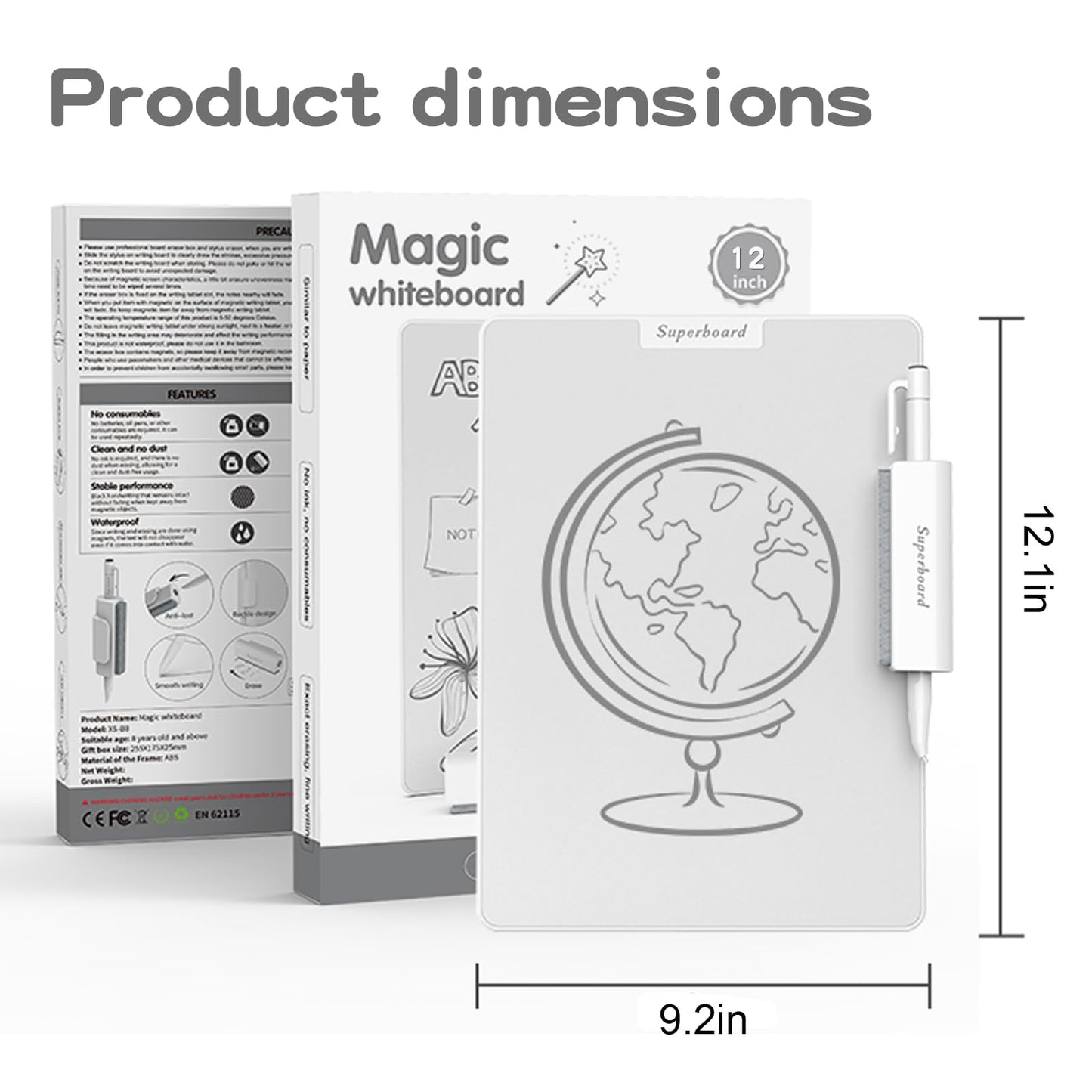 Desktop Whiteboard, Ink-Free Writing & Erasable, No Residue Magnetic White Board, Portable Memo Message Board for Office Home Live Stream, Small Mini Dry Erase Board with Accessories,12.1 x 9.2 in
