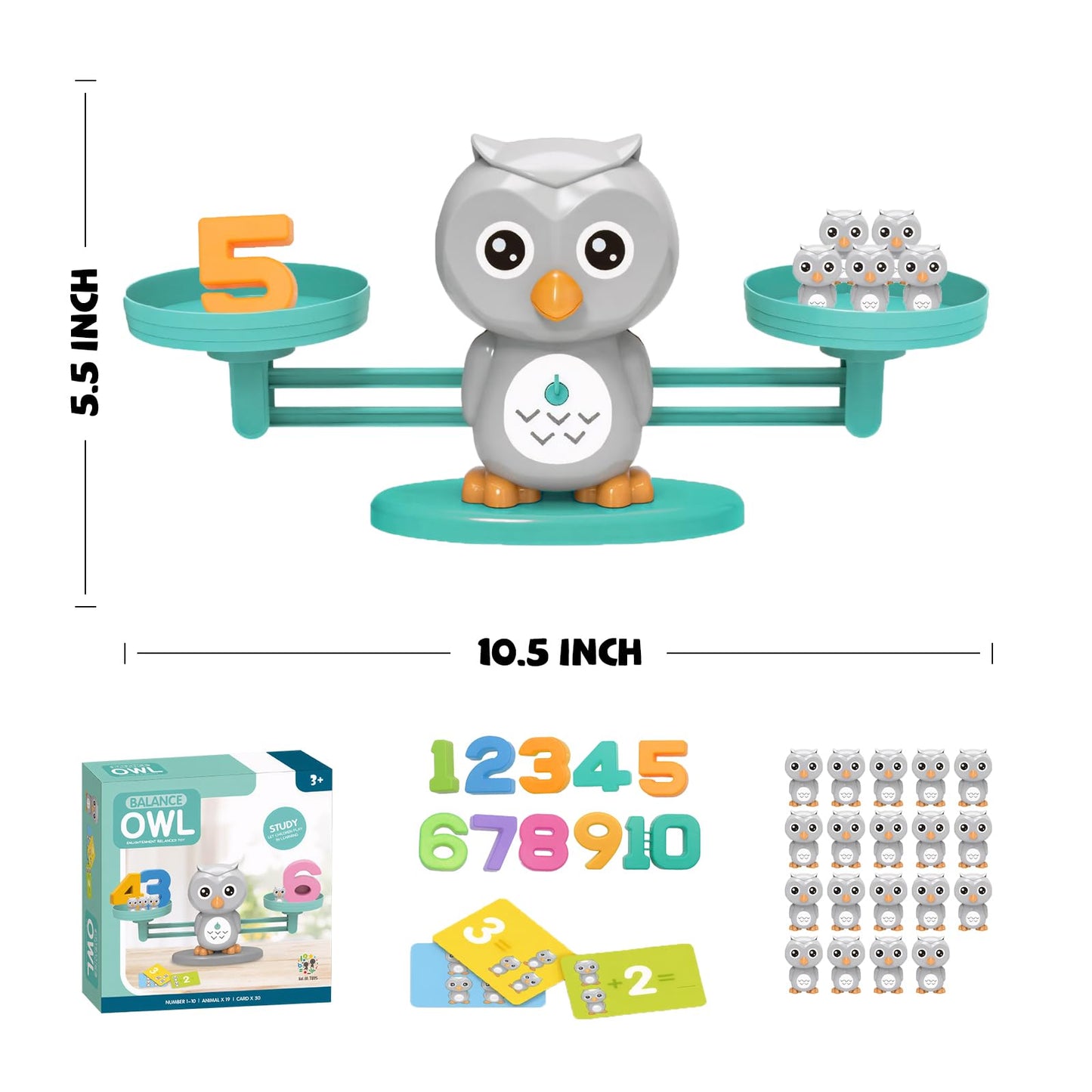 Snugzy Owl Balance Counting Toys, Number Counting Scale Games for Kids Cool Math Learning Games for Boys and Girls Preschool Kindergarten Learning STEM Montessori Educational Toys for 3+