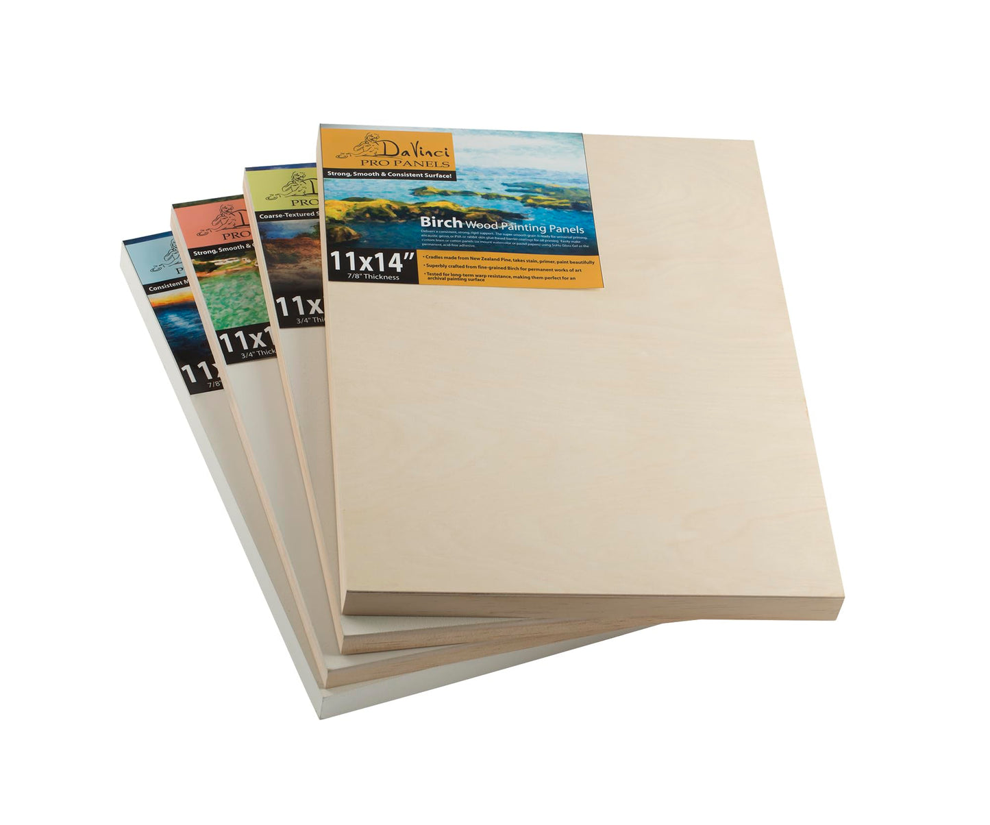 Da Vinci Pro Medium Textured Gesso Panel - 1-5/8" Deep - Set of 6 Square Wood Panels for Painting - Accepts Mediums Like Canvas - for Oils, Acrylics, Mixed Media, Pastels & Drawing Sticks