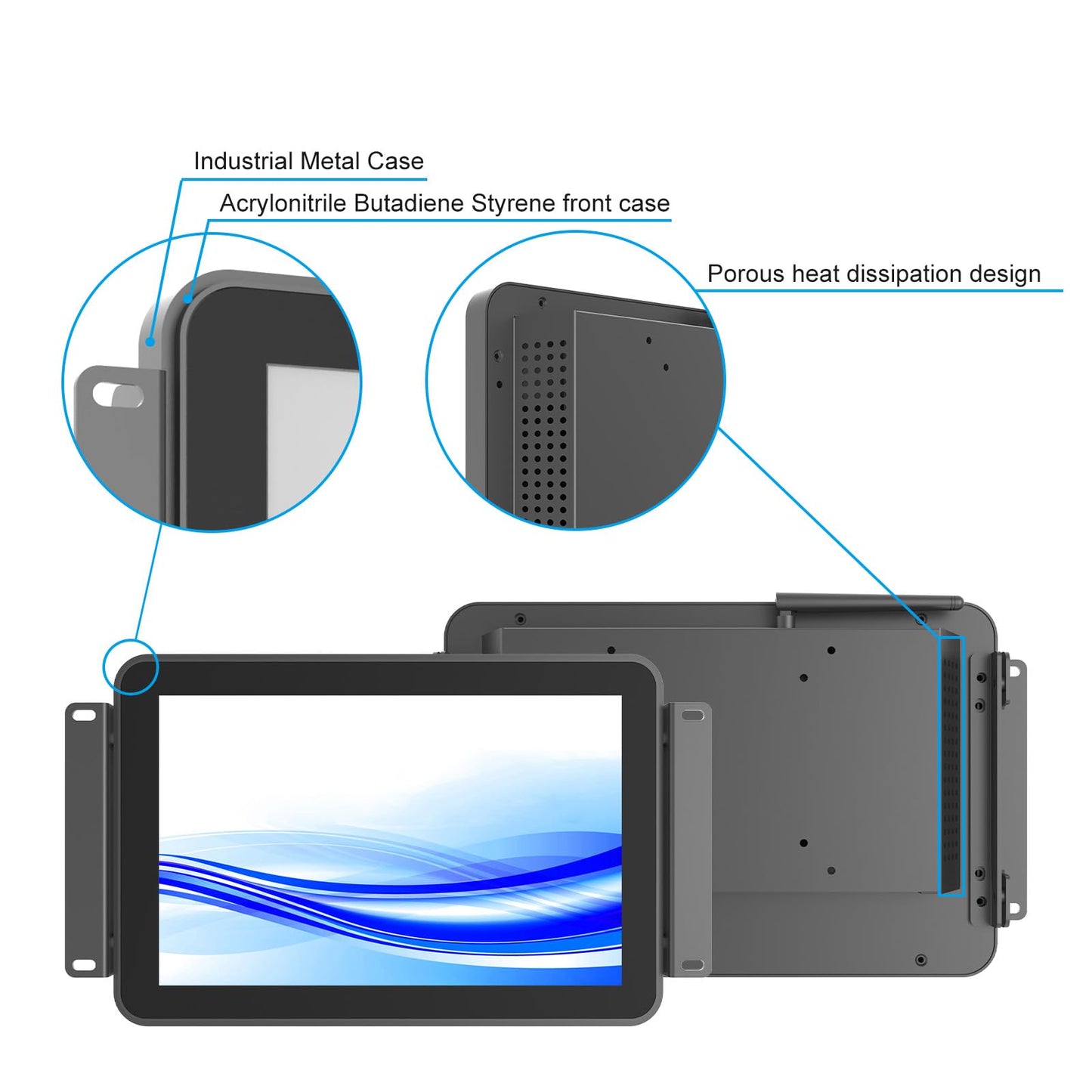 GreenTouch 10.1 Inch Open Frame Touchscreen Android All in one LCD Monitor PC - Industrial Touch Display - Built-in Speakers, WiFi & BT, RK3566 RAM 4G & ROM 32G - Front IK08/IP65