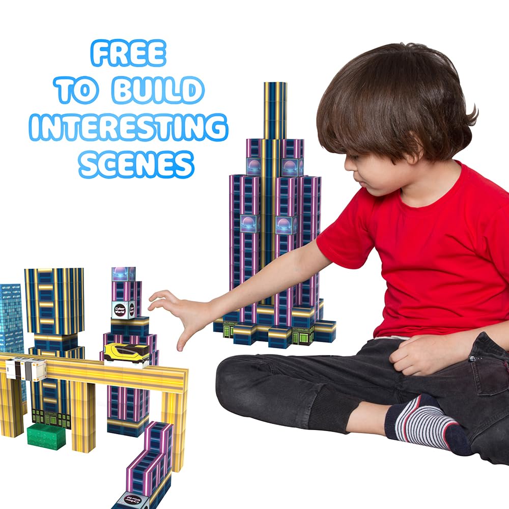 Belveora Magnetic Building Blocks for Kids Ages 3 4 5 6 7 8 9 10, 90 PCS Pixel Style Magnet Cubes, STEM Building Toy with Strong Magnetic, Creative Gift for Boys and Girls(0.8 Inch)