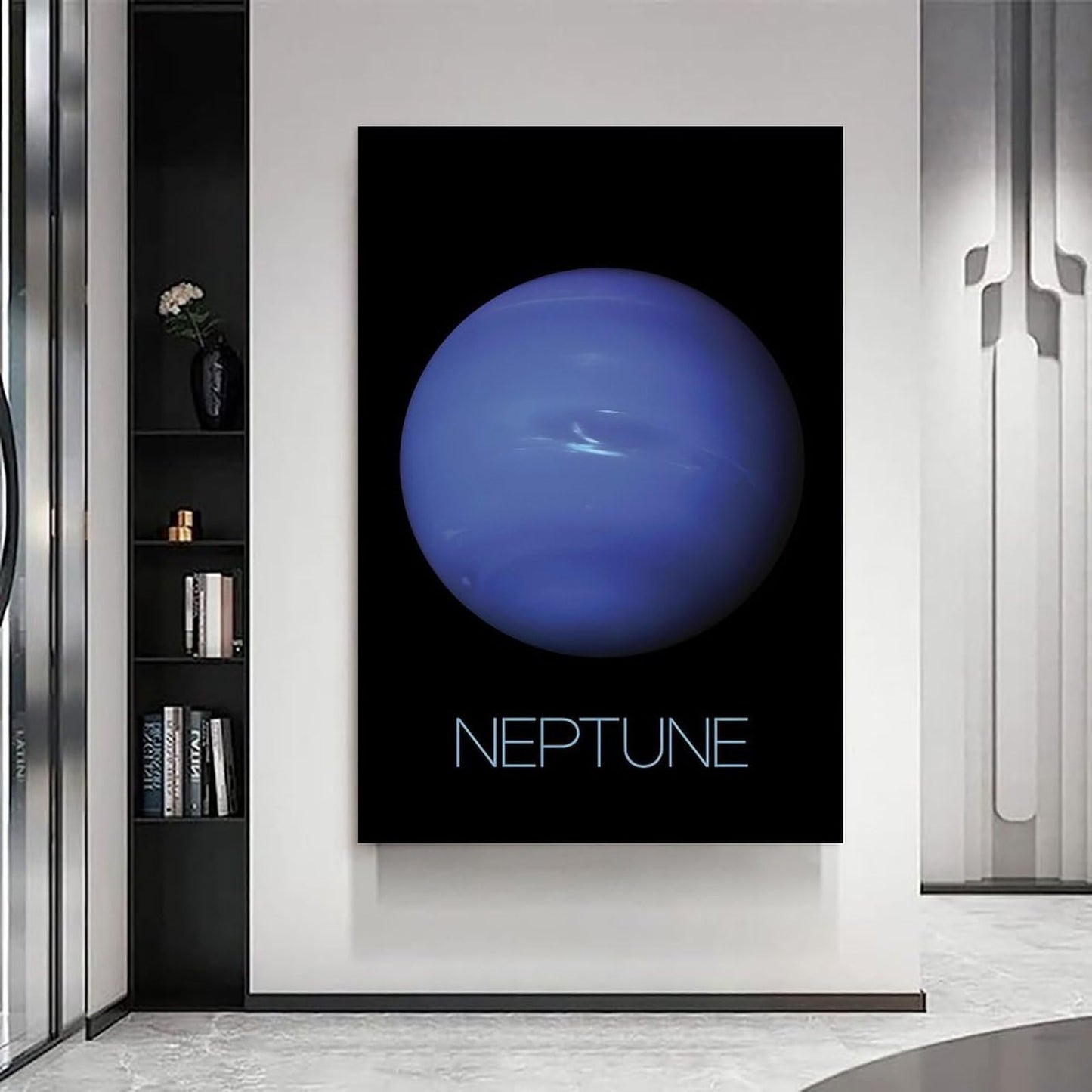 Solar System Planets Canvas Wall Art - Neptune Planet Space Poster for Kids Room Bedroom Classroom, STEM Educational Astronomy Decor, Science Gift for Boys Girls, 16x24 Inch Framed