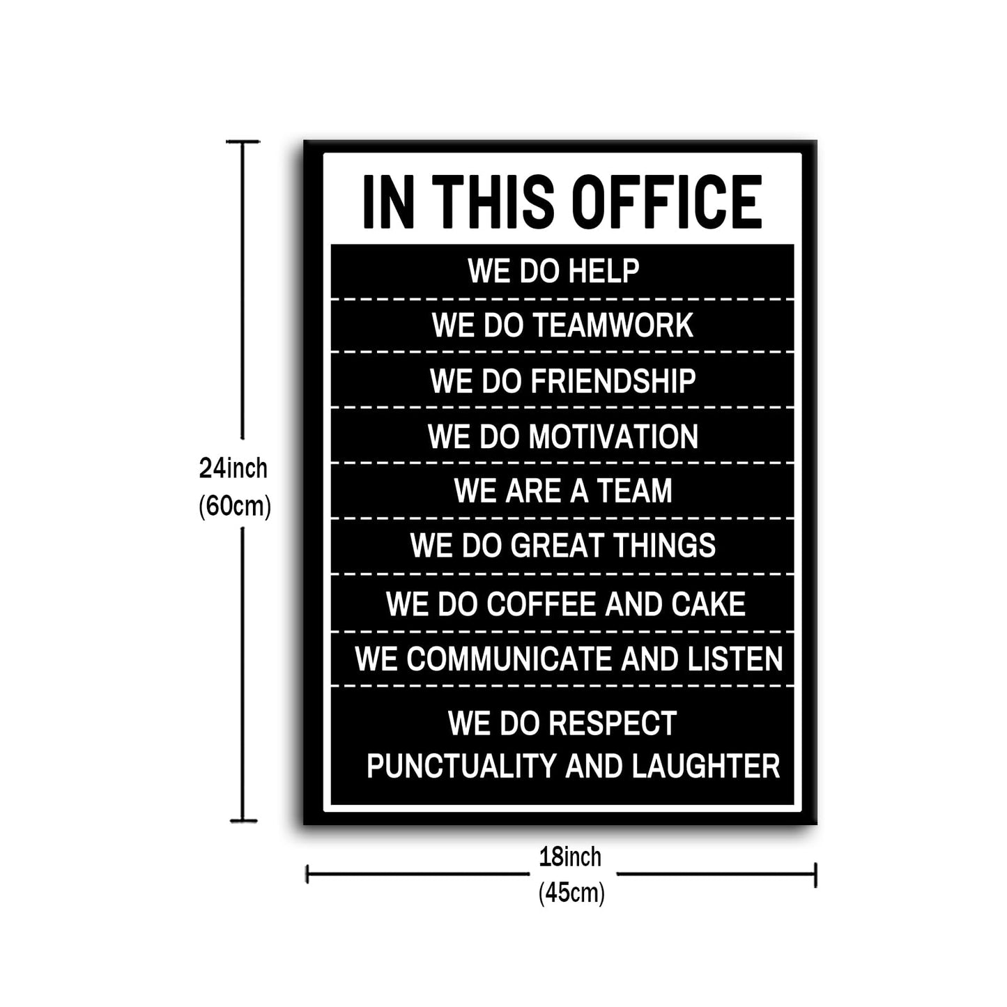 YSPCSUN Inspirational Posters for Office, In This Office Teamwork Quote Canvas Poster Single Panel Wall Decor for Home Office Classroom, Framed Canvas Art, 24x18inch