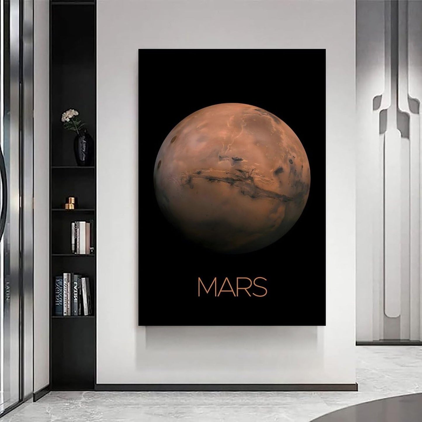 Solar System Planets Canvas Wall Art - Mars Planet Space Poster for Kids Room Bedroom Classroom, STEM Educational Astronomy Decor, Science Gift for Boys Girls, 12x18 Inch Framed