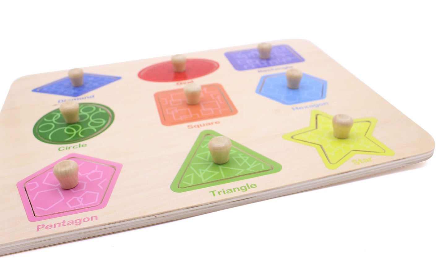 Aile Toddler Wooden Preschool Learning Shape Peg Puzzle Board Toys