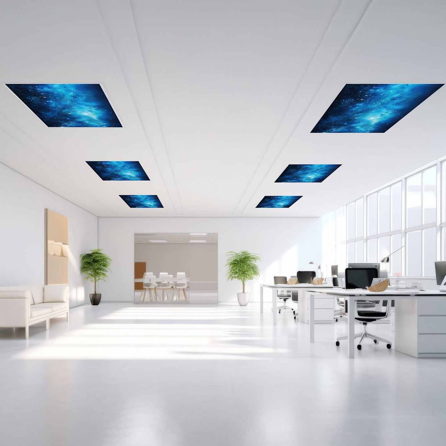 Outus Fluorescent Light Cover with 10 Magnets, 2 x 4 ft, Polyester, Starry Sky Design