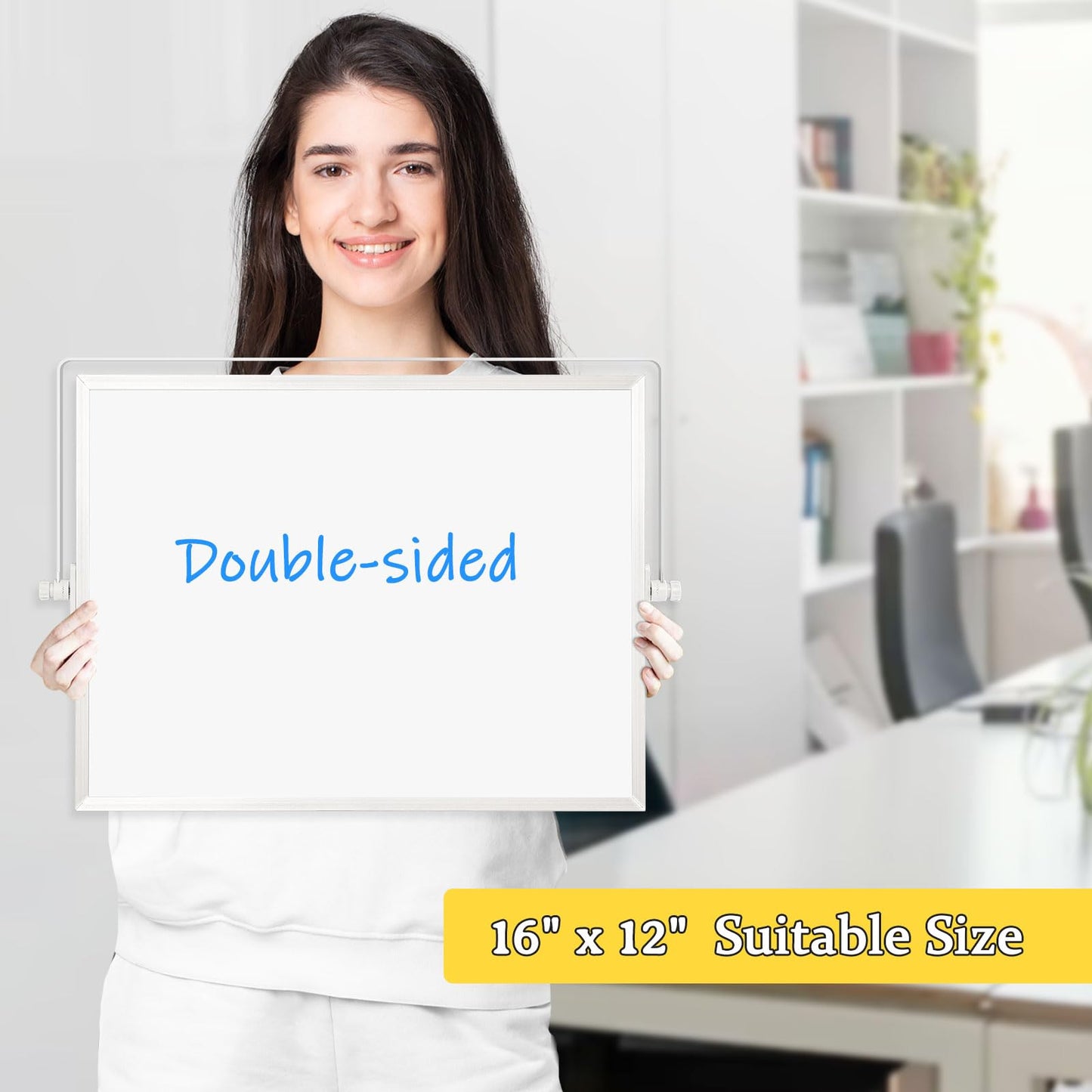 AMUSIGHT Dry Erase Magnetic White Board, 16" x 12" Double-Sided Desktop Whiteboard with Stand, Portable Small Whiteboard Set for Drawing, Office, Home