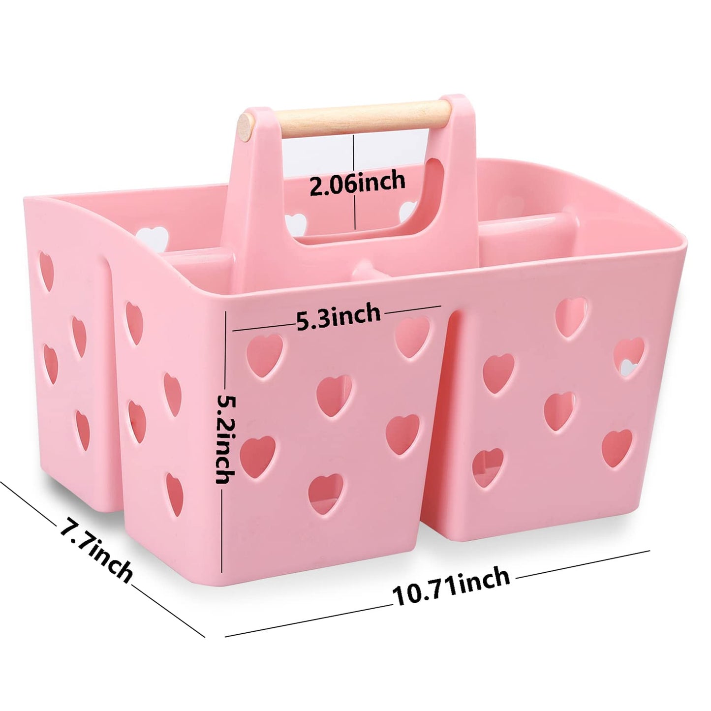 Anyoifax Portable Shower Caddy Plastic Shower Basket Organizer Divided Bathroom Caddy Storage Cleanning Caddy Tote with Handle for College, Dorm Room, Kitchen, Pink