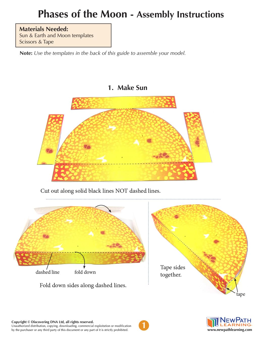 NewPath Phases of The Moon 3D Paper Model Making Kit - Individual Student Edition (17-7821)
