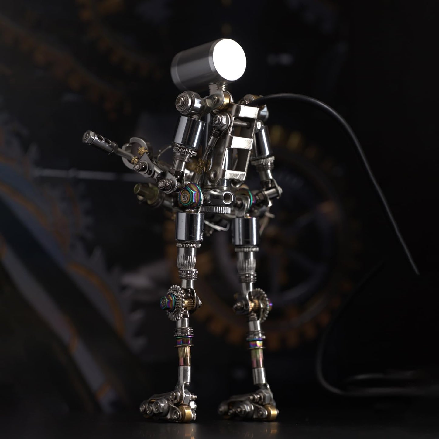 Mostarle Terminator M 3D Metal Puzzle, Arcynix DIY Mechanical Robot Model Kit, Sci-Fi Design LED Light Feature Unique Gift for Adults & Teenager (Blue)