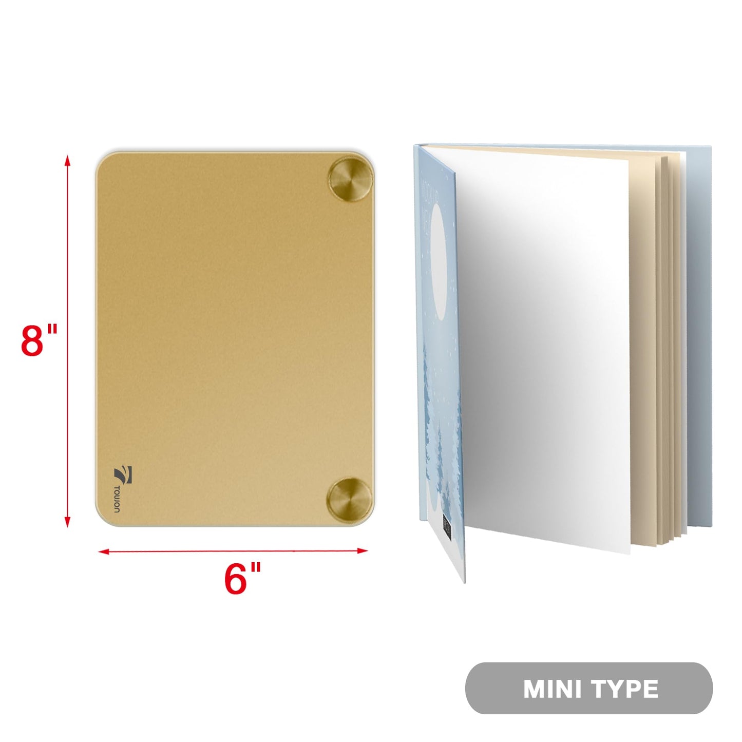 Gold Metallic Glossy Mirror Small White Board with Nail Support, Mini Desktop Glass Whiteboard, Desk White Board Dry Erase with Accessories, Stenography Artifact for Office Homeschooling Décor, 8x6''