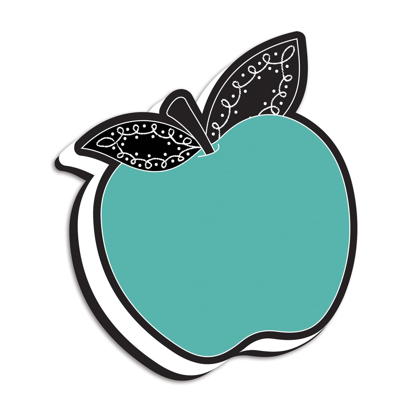 Ashley Productions Magnetic Whiteboard Eraser, Teal Apple with Chalk Loop Leaves