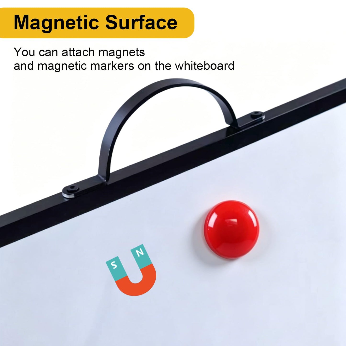 Small White Board,16"X12"Portable Aluminum Frame Whiteboard, Magnetic Double Sided Dry Erase Board, with A Handle and Side Pen Clip,for Office, Home,School,Includ 4 Magnets,1 Eraser,1 Marker (Black)