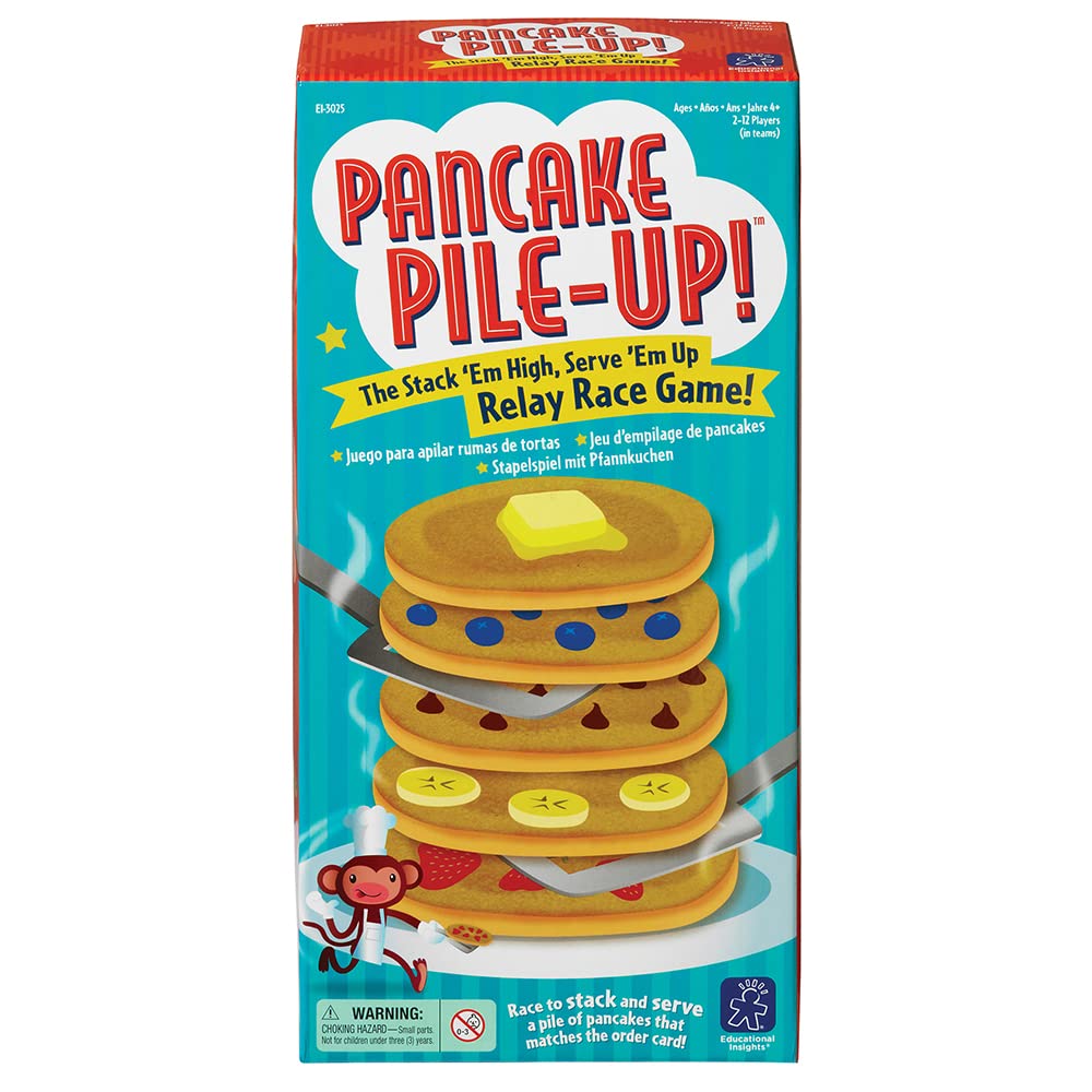 Educational Insights Pancake Pile-Up - Relay Race Games for Kids, Gross Motor Preschool Games for 4 Year Olds, Birthday Party Activities, Matching and Patterning Toddler Game