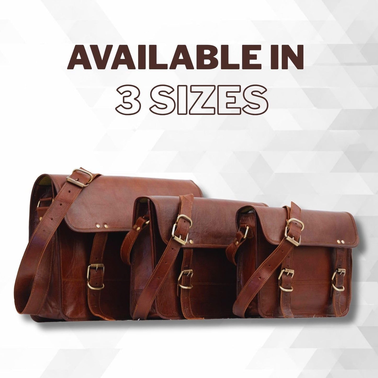 IndianHandoArt 13" Inch Leather Messenger Bag Vintage satchel bag Crossbody Bags for Men and Women unisex office bag (13" (W) x 10" (H) x 3" (D))