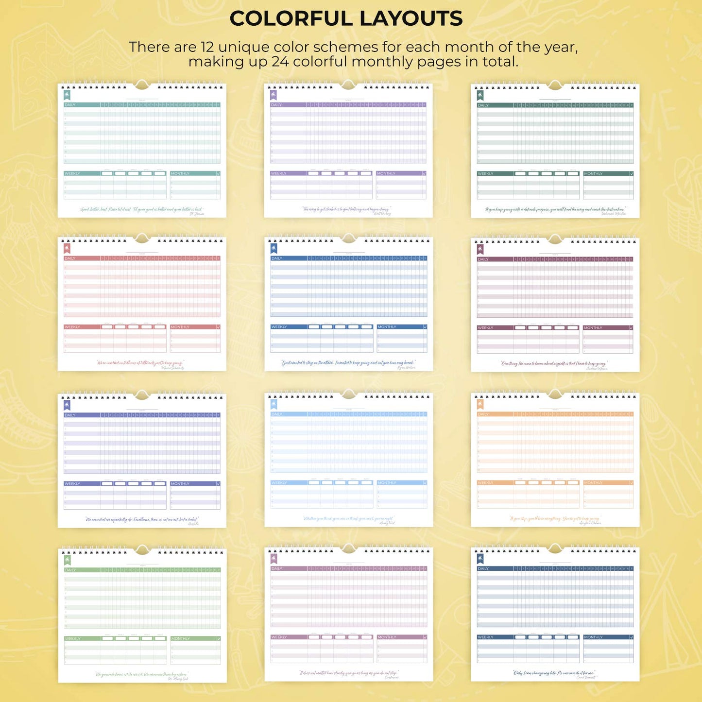Clever Fox Habit Tracker Calendar – Inspirational Goal Tracker and Habit Calendar for Atomic Habits – Colorful Habit & Goal Planner Journal to Boost Productivity – 24 Months, 10″ x 8″ (Yellow)