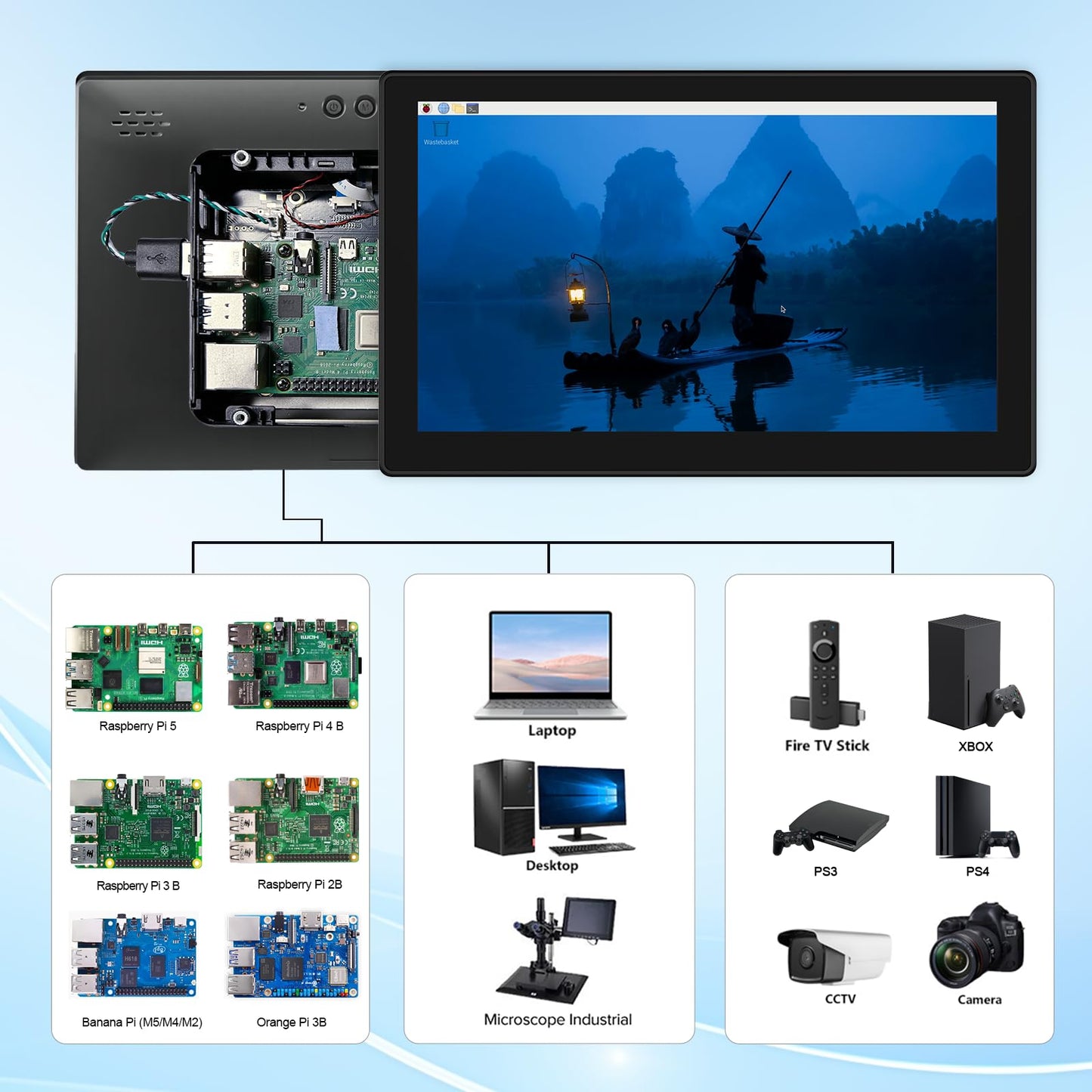10.1 Inch Touchscreen for Raspberry Pi,5-Point 1920 * 1200 IPS touchscreen Portable Monitor with HDMI Interface Dual-Speaker for Raspberry Pi 5/4B/3B+/3B/B+ Jetson Nano Win11/10/8/7(black inky)