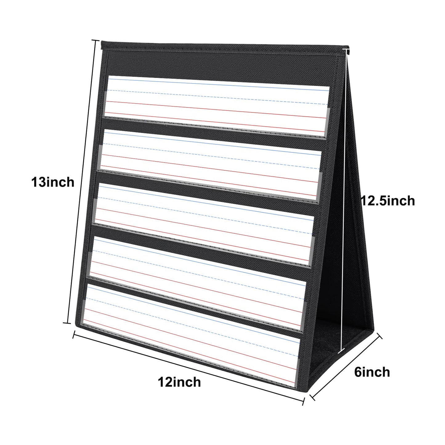 EAMAY Desktop Pocket Chart, Tabletop Teaching Classroom Pocket Charts Double-Side and self-Standing Pocket Chart for Kindergarten, Home Use or Classroom (Black)