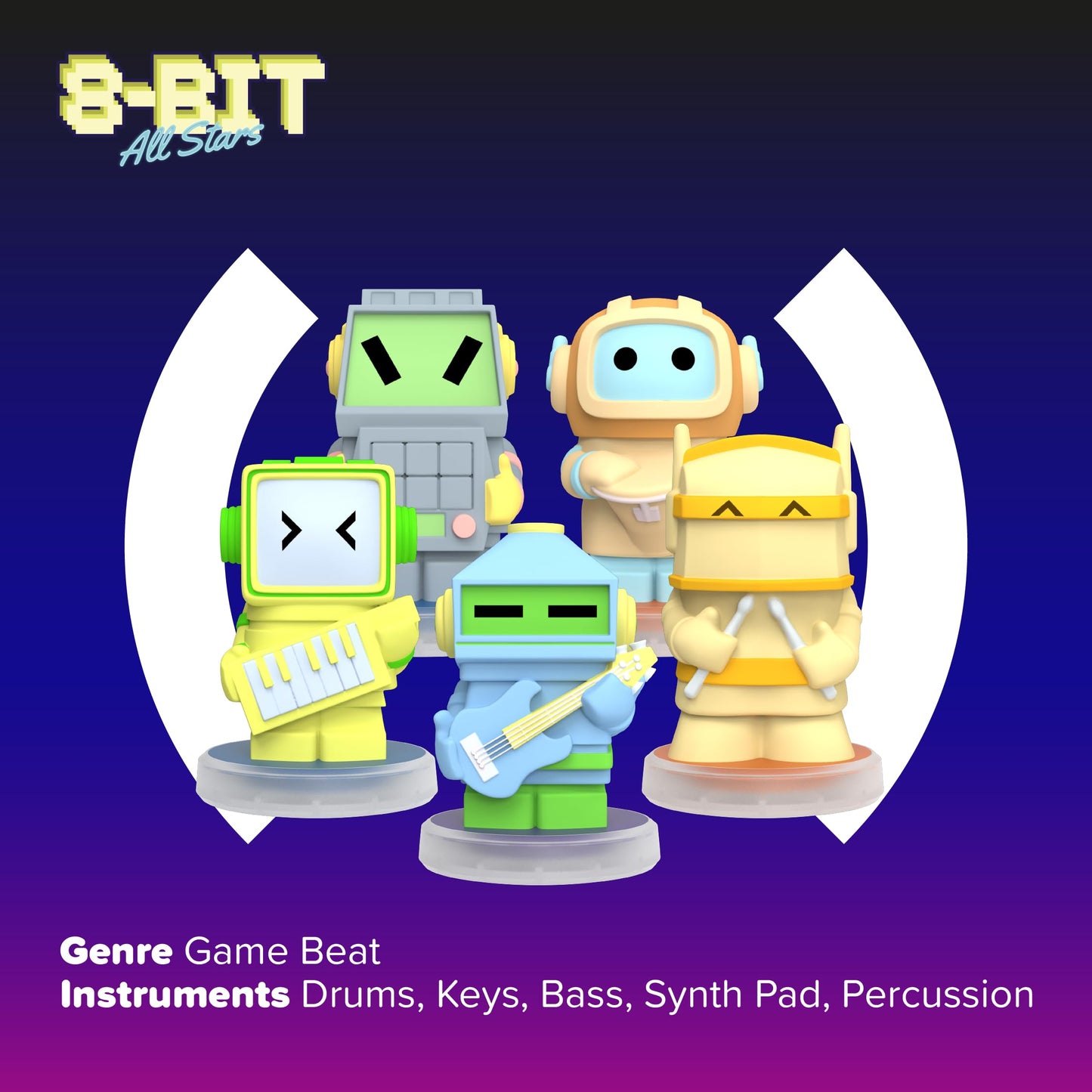 LOOPS 8-bit Allstars - 5-Piece Game Music Band Interactive Figurine Set