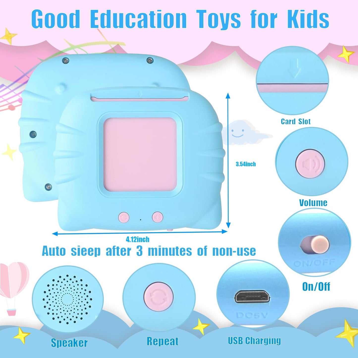 Talking Flash Cards for Toddlers 1 2 3 4 5 Year Olds, 224 Sight Words Montessori Language Learning Toys, Pocket Speech Therapy & Autism Sensory Toy, Educational Toddler Toys Gifts
