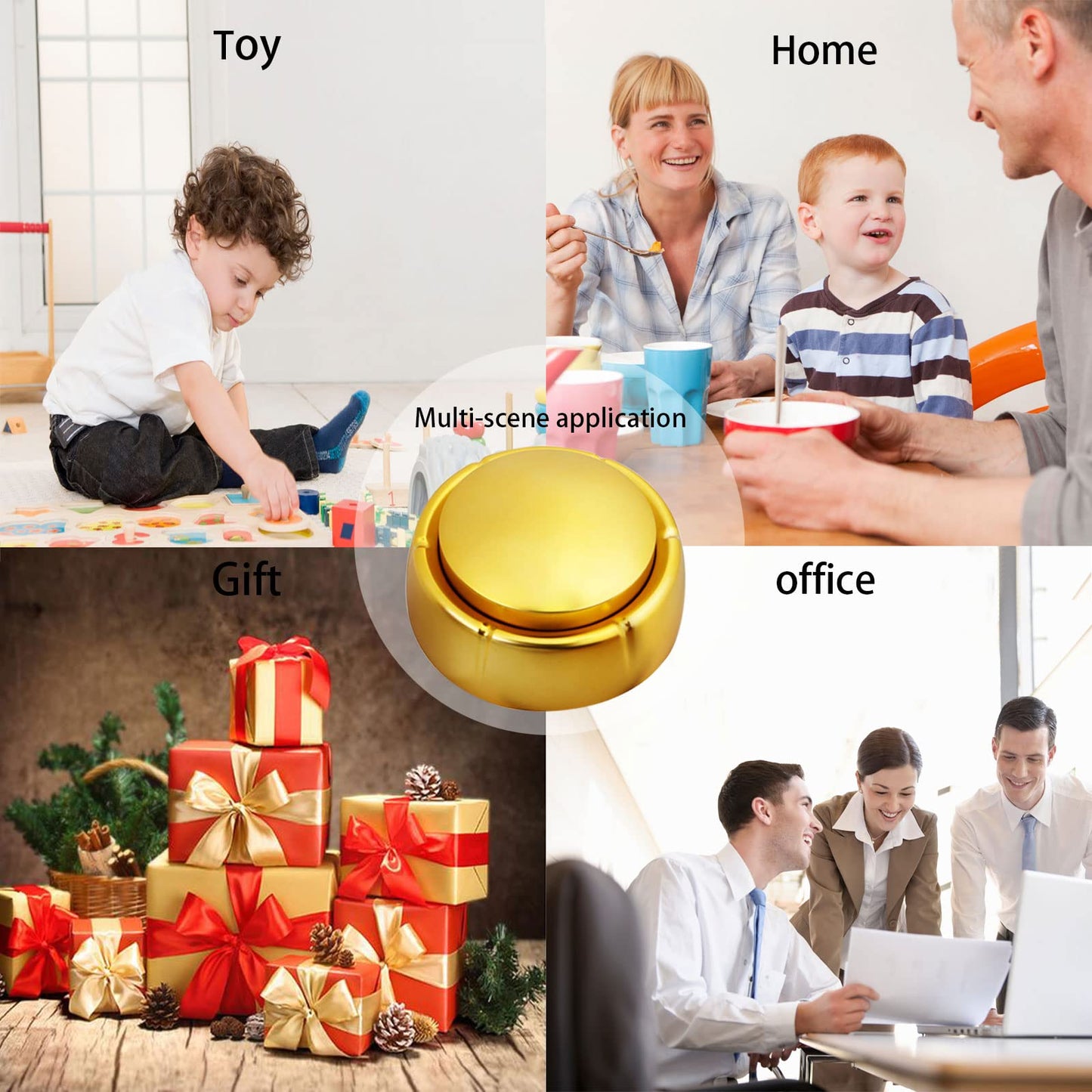 Jusocc Gold Recordable Button - Easy 30 Sec Talking Button Easy Button Answer Buzzers Custom Sound Button for Dogs Training Classroom Study Office Home Game
