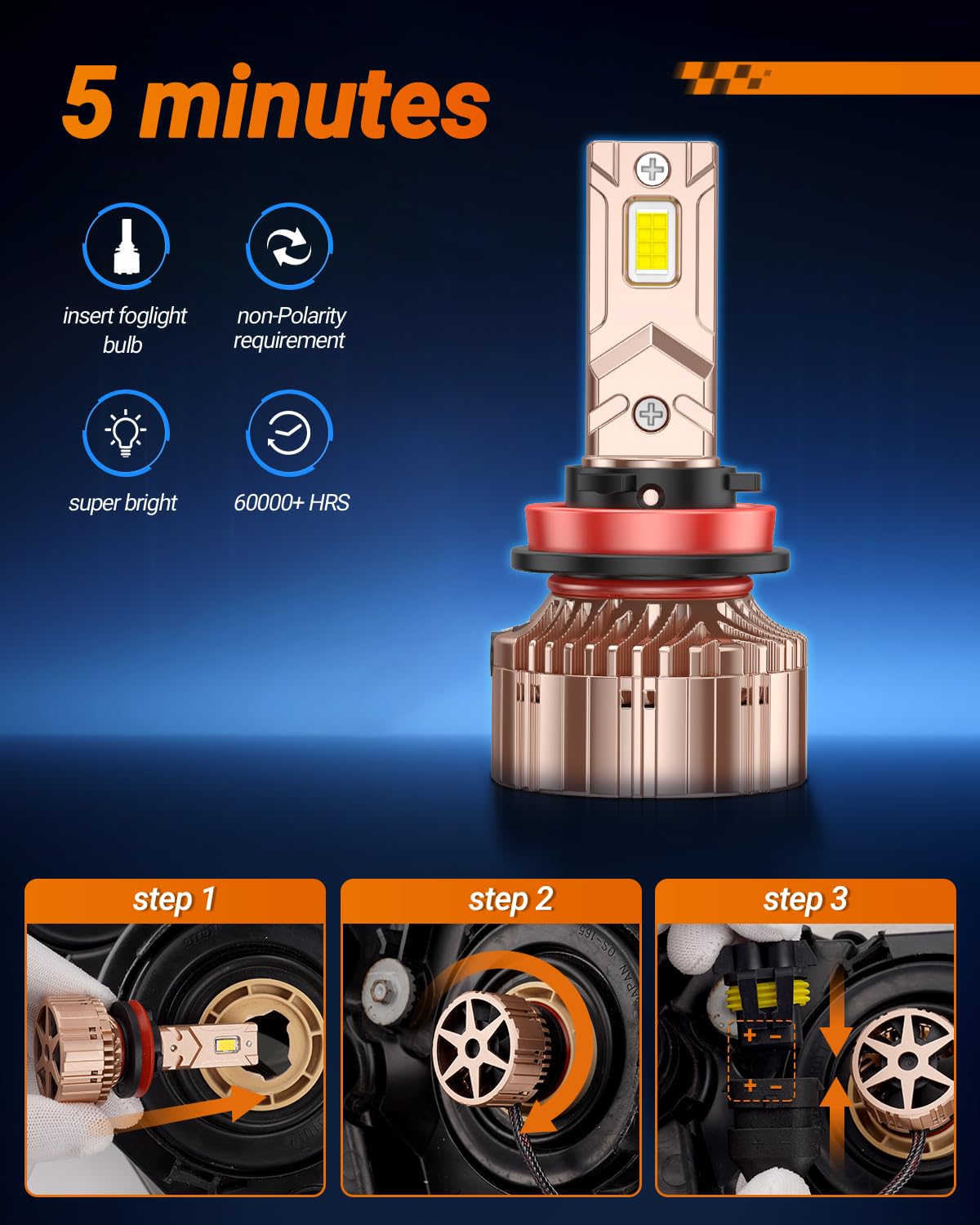SEALIGHT H11/H9/H8 9005 LED Bulbs Combo, 80,000LM Super Bright, 6000K Daylight White, Model 9005+H11,