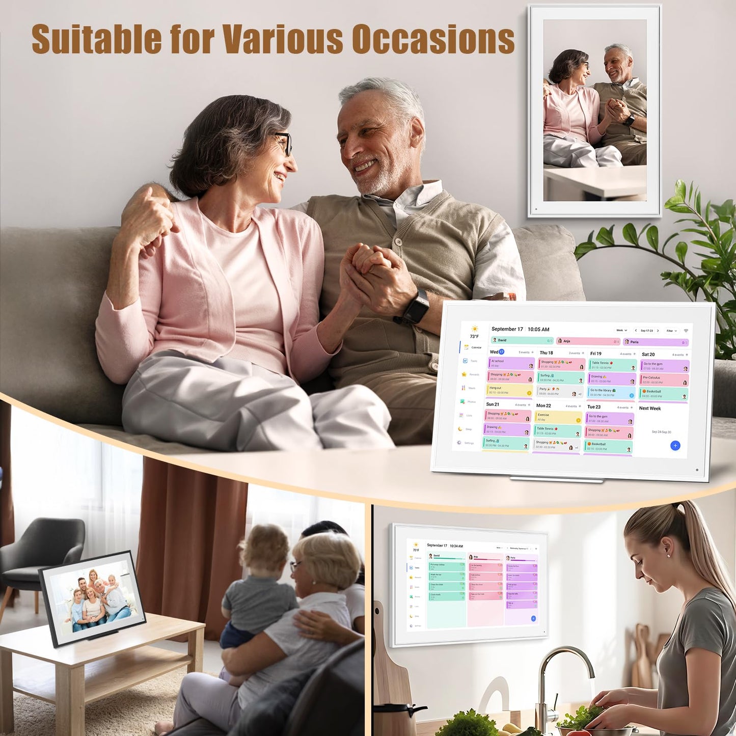 15.6-inch Wall Digital Calendar,Smart WiFi Calendar & Chore Chart,Full HD Touchscreen Interactive Display for Family Schedules-Wall/Desk Mountable Planner,Meeting Reminders & Deadline Tracking
