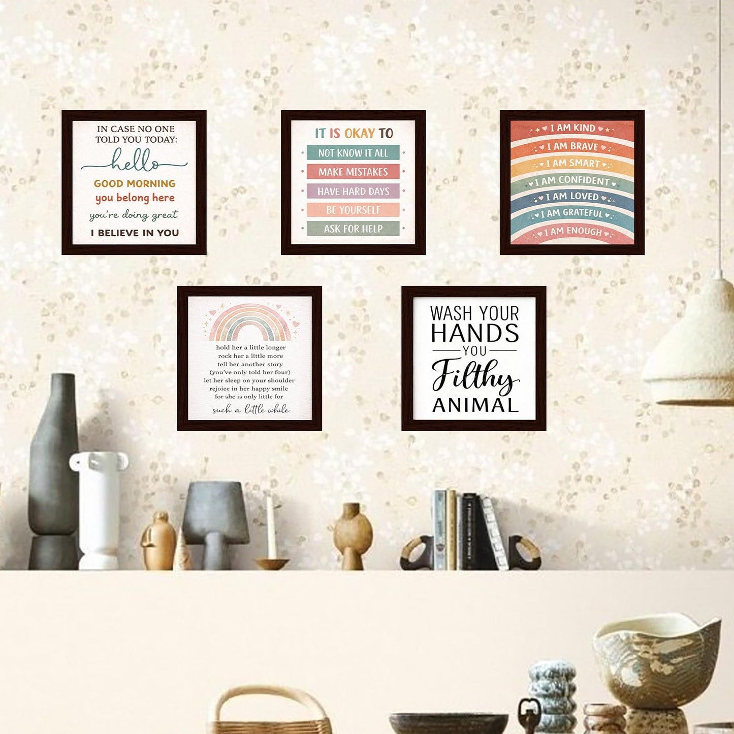 Kids Classroom Wall Art Decor Wooden Framed Sign Positive Affirmations Posters Inspirational Motivational Sign For Educational School Homeschool Nursery 8×8 Inch