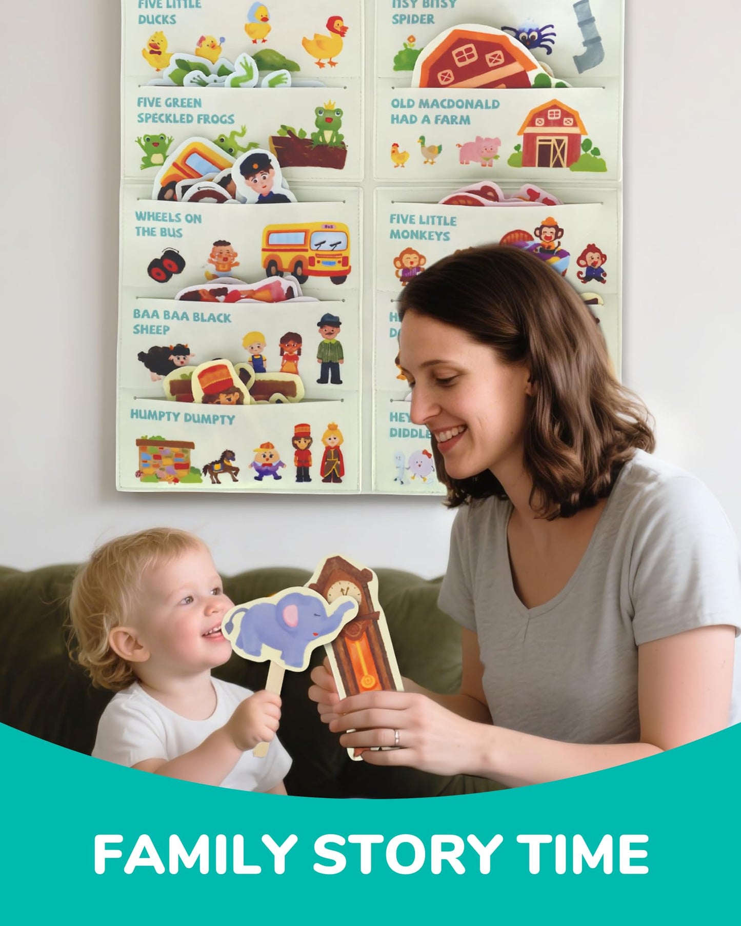 CHEFAN Felt Board Story Sets, Felt Stories for Circle Time, Flannel Board Stories for Preschool, Includes Itsy Bitsy Spider, 5 Little Ducks(10 Stories)