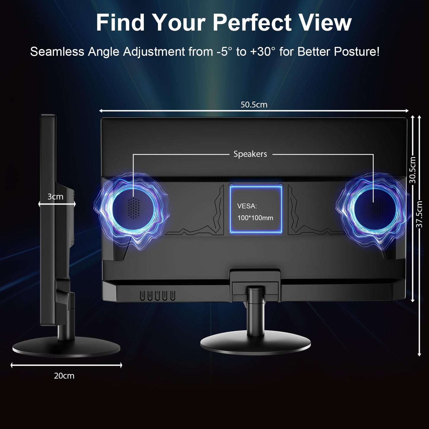 Akntzcs 22-Inch Touchscreen Monitor FHD 1920x1080P 75 Hz Computer Monitor PC Monitor with HDMI, BNC, VGA,Multi-Touch Display, Adjustable Angle, Built-in Speakers